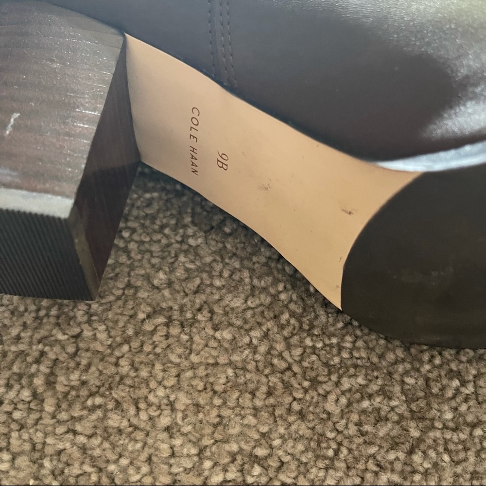 Cole Haan Brown Leather Block Heel Boots Size 9 - Picture 10 of 16